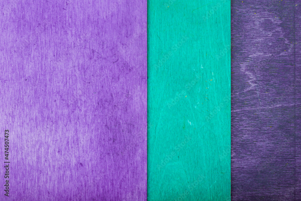 three different colors of wooden panels - purple, turquoise and lavender for the decoration of backdrops and decorations three different colors of wooden panels - purple, turquoise and lavender for the decoration of backdrops and decorations