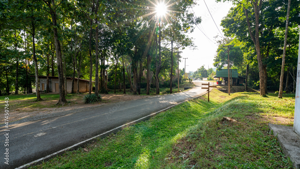 Obraz premium Mountains, National Parks, Nature Trails Signage in Thailand