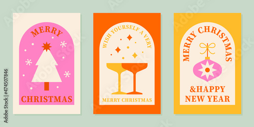 Set of Christmas and New Year cards