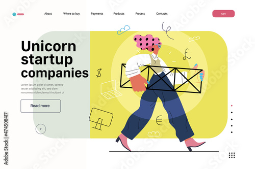 Startup illustration, website landing template. Concept of building new business