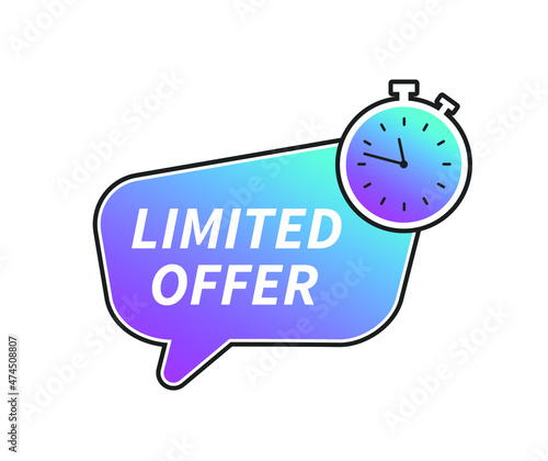 Modern vector banner ribbon limited offer with stop watch