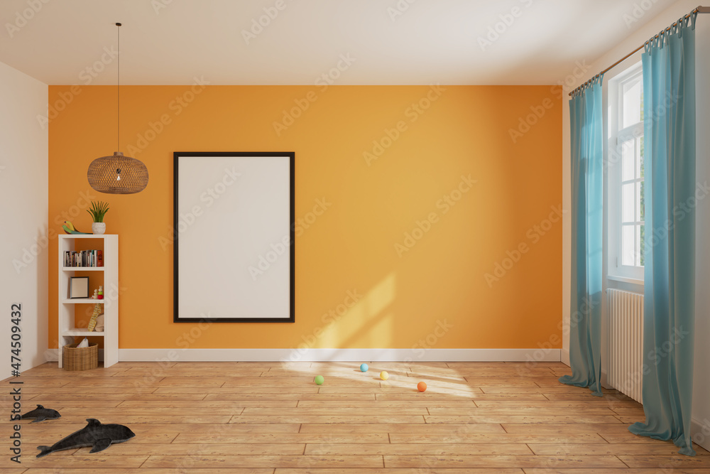 Intérieure de chambre vide, avec mur chaud. Render 3D. Illustration Stock