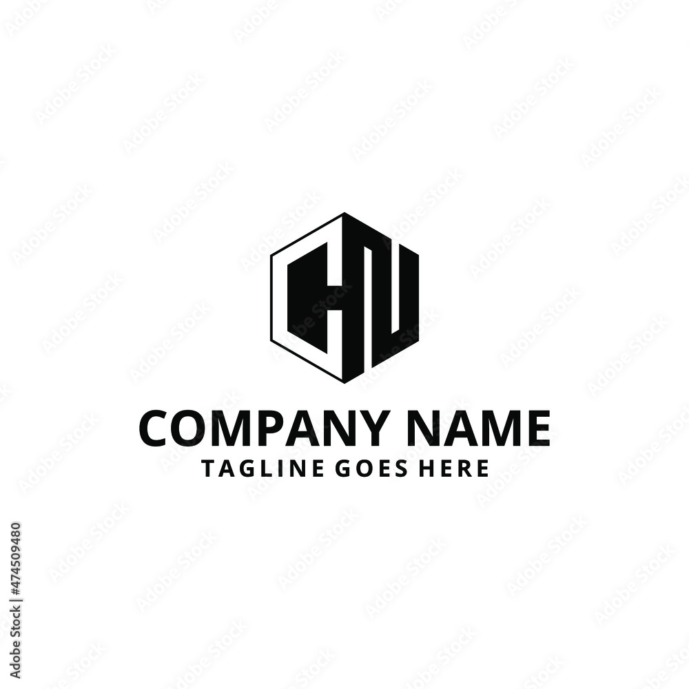 illustration initials C N hexagon sign geometric logo design template illustration initials C N hexagon sign geometric logo design template