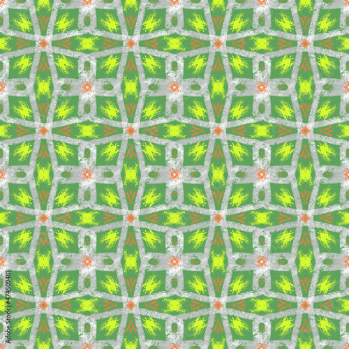 Ethnic seamless hand-drawn pattern. Beautiful green ornament. Oriental motifs.Design of background, fabric, textile, wallpaper, template. © t.karnash