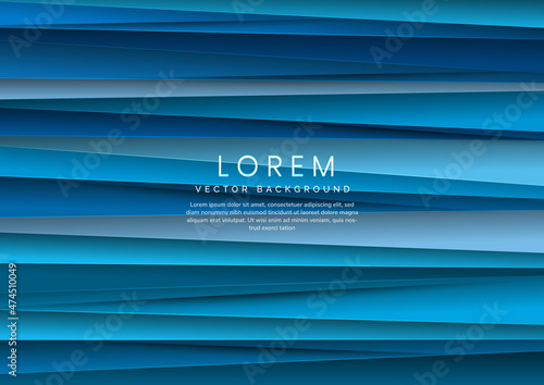 Abstract horizontal blue gradient triangles layers background. Minimal style.