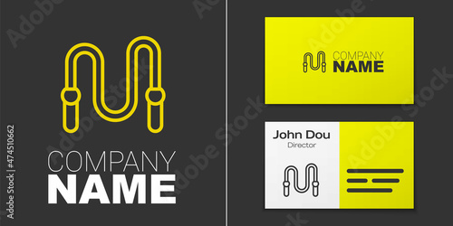 Logotype line Jump rope icon isolated on grey background. Skipping rope. Sport equipment. Logo design template element. Vector