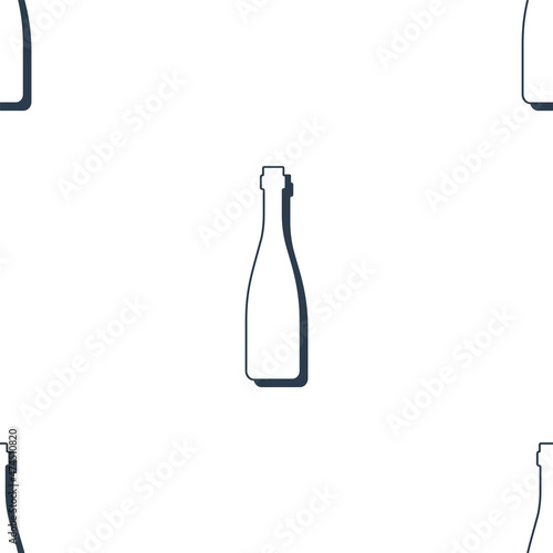 Vodka bottles seamless pattern. Line art style. Outline image. Black and white repeat template. Party drinks concept. Illustration on white background. Flat design style for any purposes