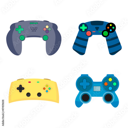 Vector joystick button flat collection, illustration gadget joypad