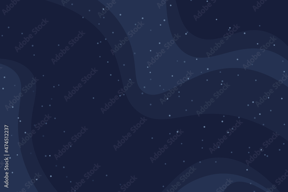 Abstract cosmic vector background illustration with night sky and stars. Peaceful deep space landscape in dark colors. Use for print, wallpaper, calm and serene background, astrology poster.