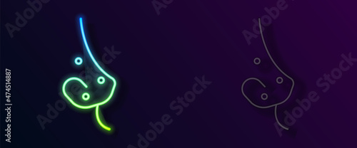 Glowing neon line Acne icon isolated on black background. Inflamed pimple on the skin. The sebum in the clogged pore promotes the growth of a bacteria. Vector