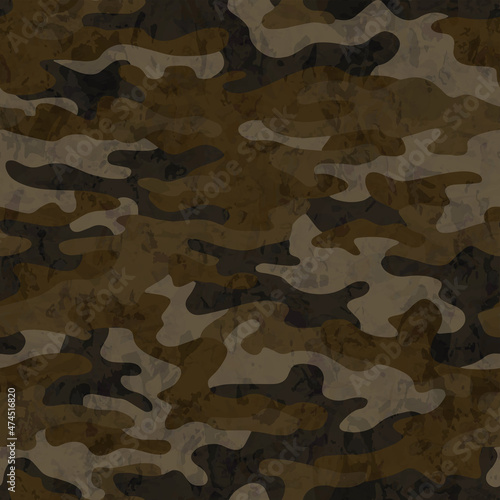 Full seamless camouflage texture skin pattern vector for military textile. Usable for Jacket Pants Shirt and Shorts. Dirty distressed army camo masking design for hunting fabric print and wallpaper.