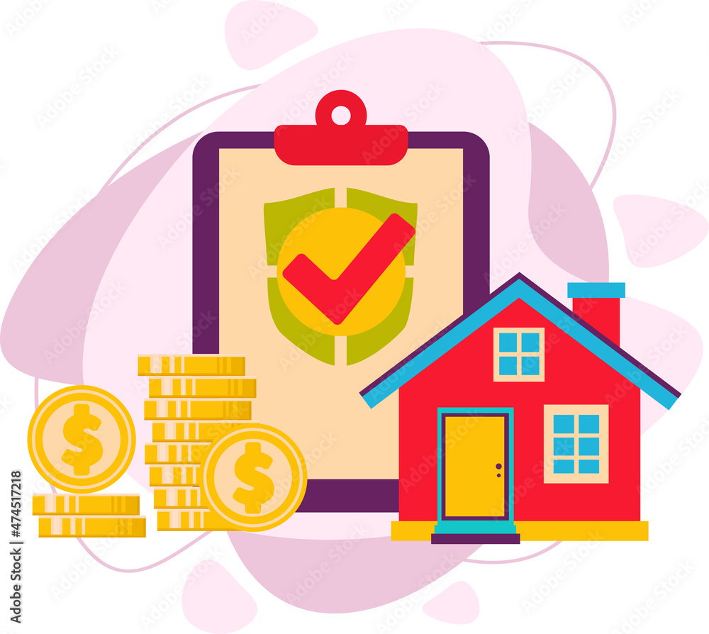 Safe house purchase ha money. The contract for the sale of the house is protected by the contract. Purchase of real estate. Vector illustration of a flat style. Safe house purchase ha money. The contract for the sale of the house is protected by the contract. Purchase of real estate. Vector illustration of a flat style.