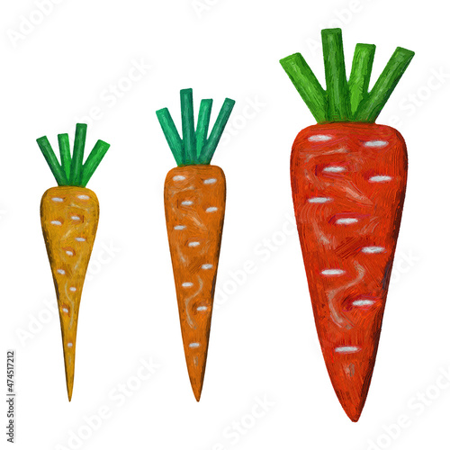 Carrot. Volumetric illustration. Oil strokes. White background.