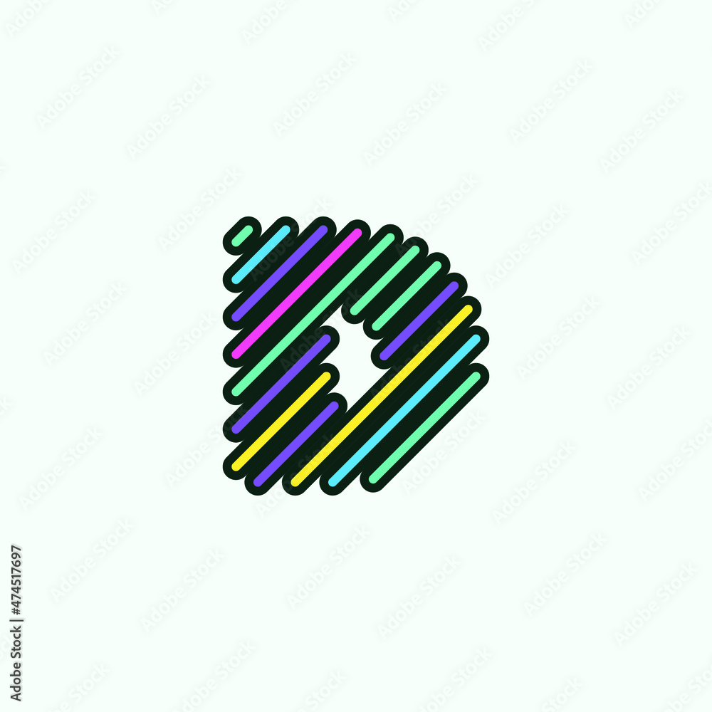 Modern Colorful D Letter element logo design template. Cute comic alphabet icon Vector Illustration perfect for your visual identity.