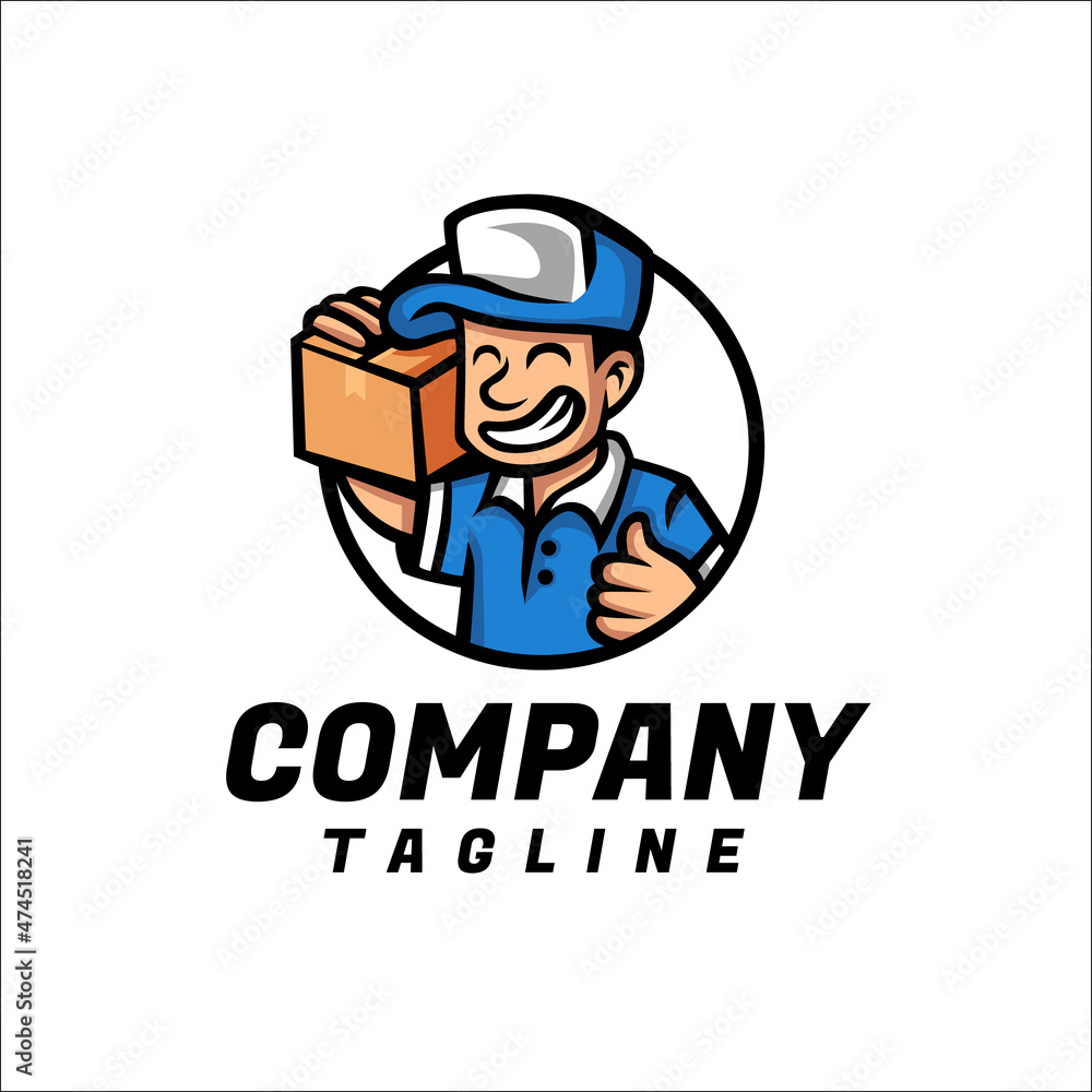 delivery man courir mascot character logo design delivery man courir mascot character logo design