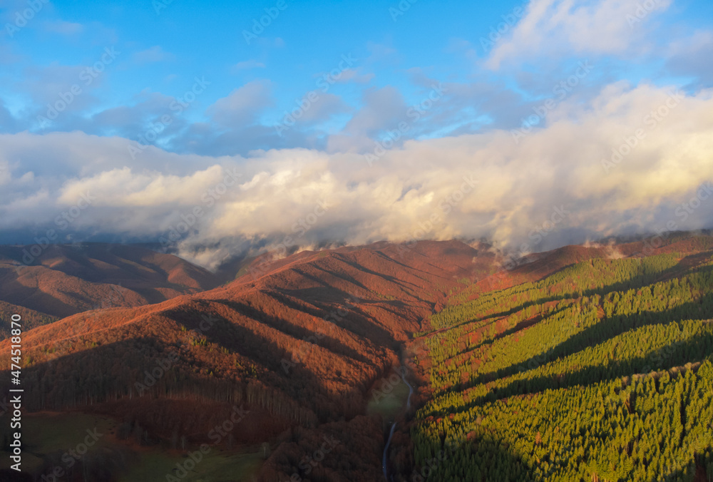 The Carpathian Mountains seen from above