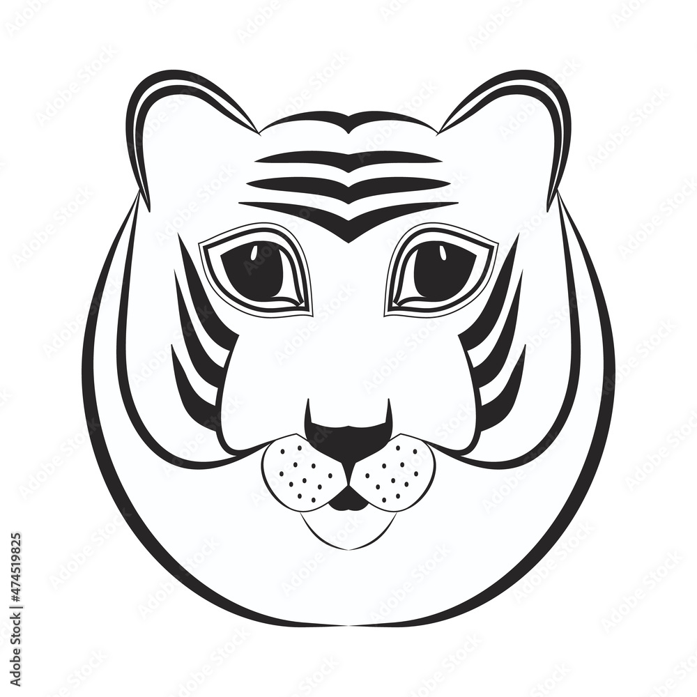 Black and white tigress portrait close-up isolated Black and white tigress portrait close-up isolated