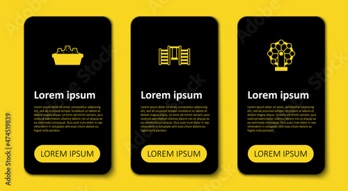 Set Ferris wheel, Swedish wall and Sandbox with sand. Business infographic template. Vector