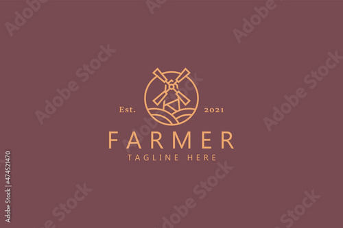 Windmill Country Agricultural Farmer Logo