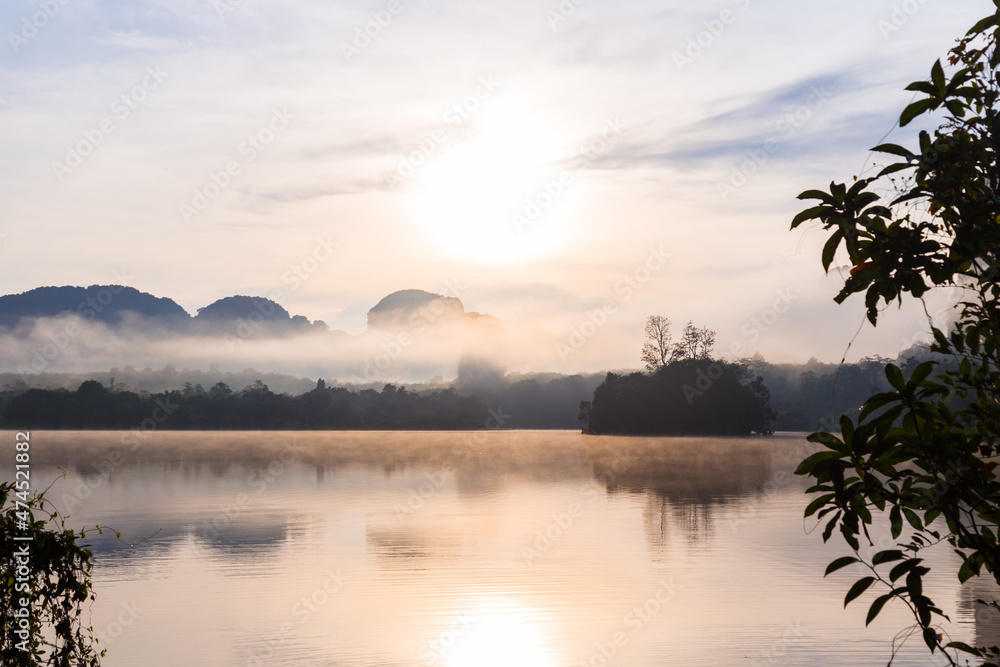 Ban Nong Thale the natural scenery of the sunshine in the morning (mountains, lakes, trees, fog) Thailand. Ban Nong Thale the natural scenery of the sunshine in the morning (mountains, lakes, trees, fog) Thailand.