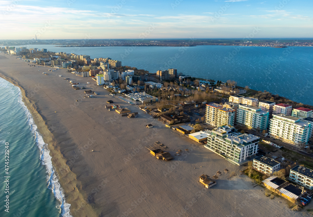 Mamaia resort - Romania seen from drone in autumn