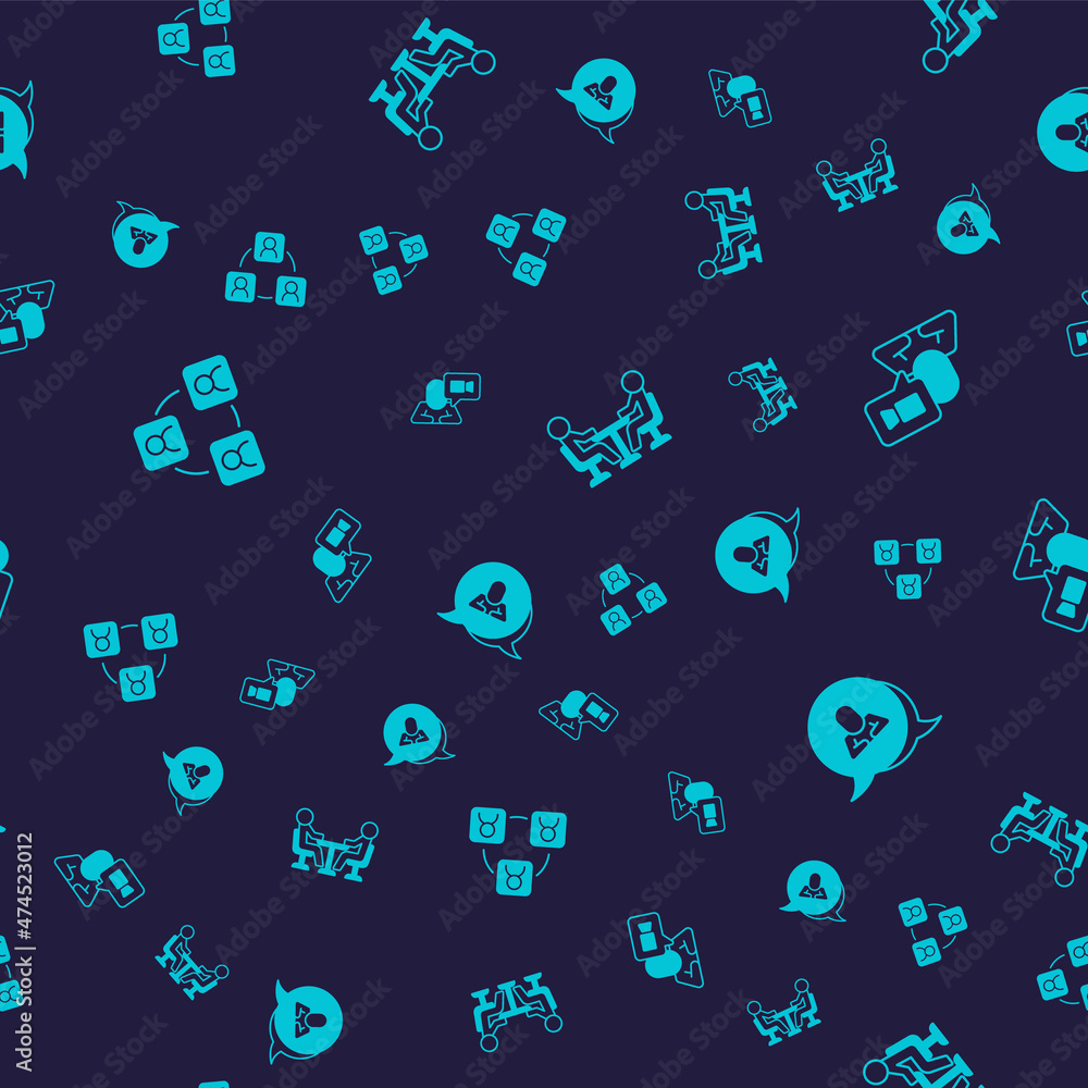 Set Meeting, Video chat conference, and Speech bubble on seamless pattern. Vector Set Meeting, Video chat conference, and Speech bubble on seamless pattern. Vector