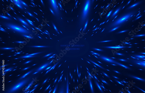 Abstract quantum science of blue glitter technology template. Center space fo headline text background. Illustration vector