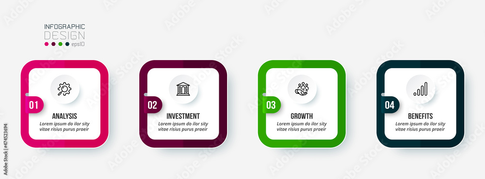 Business infographic template with step or option design. Business infographic template with step or option design.