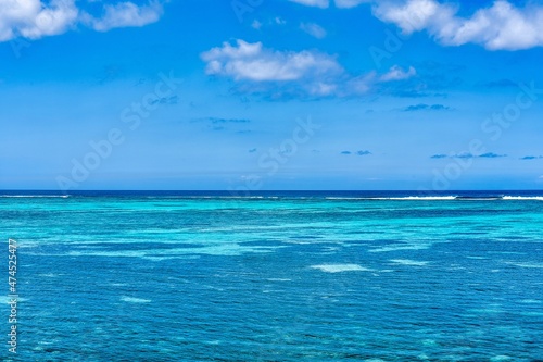 Mauritius sea water view, island turquoise waters, ripple waves aqua texture sea, nature.