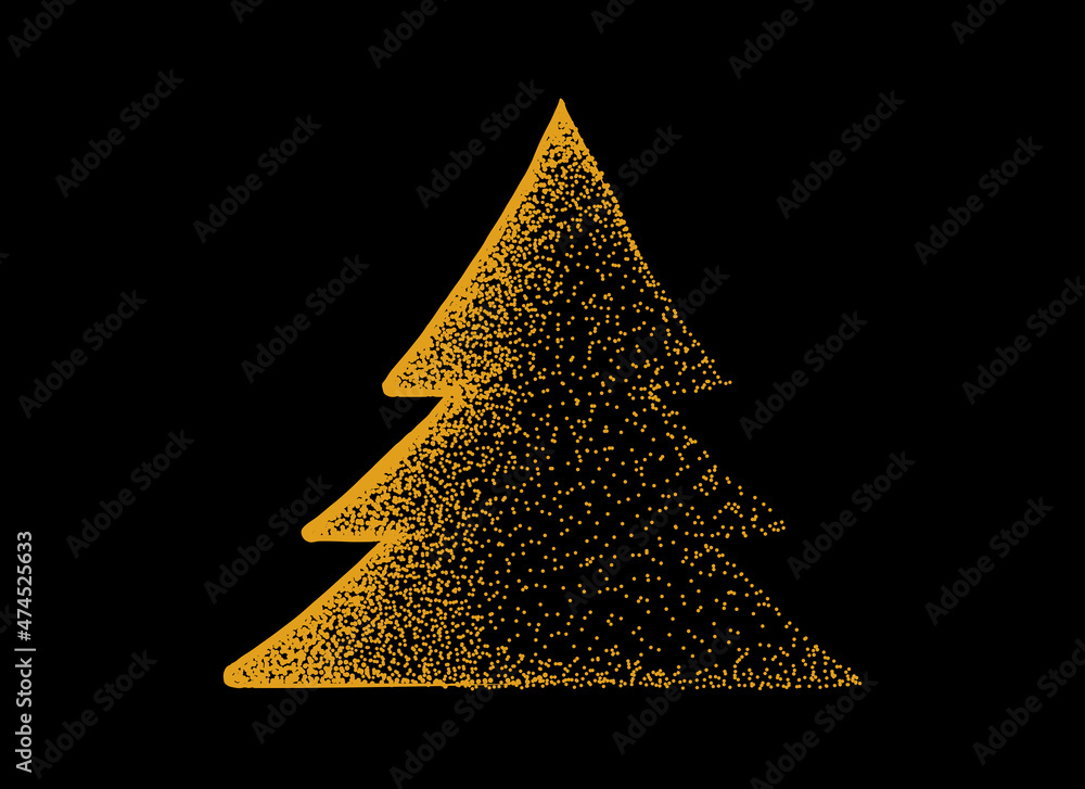 Gold glitter particles Christmas tree with star isolated on png or ...