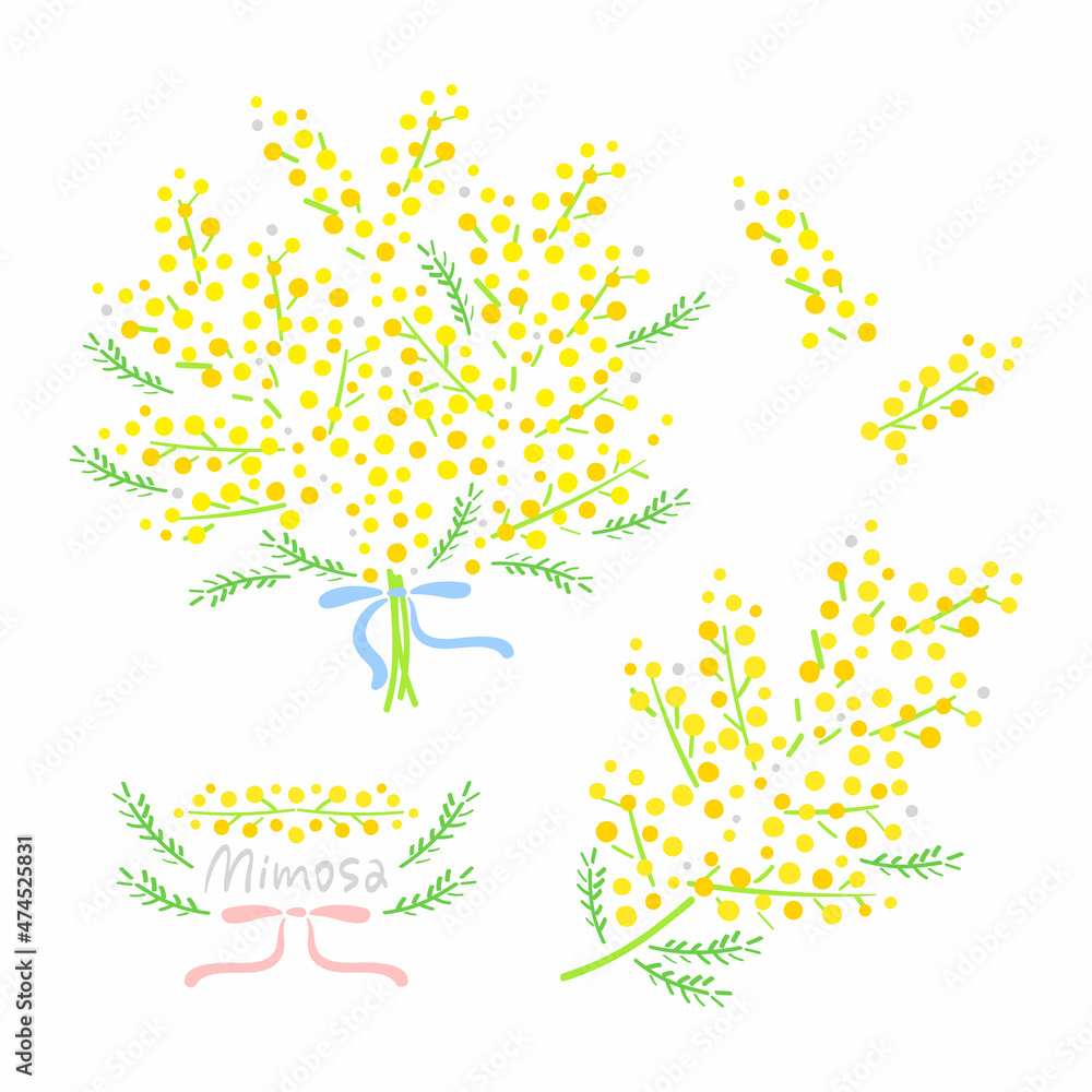 ミモザのイラスト素材 春 花 花束 ブーケ Stock Vector Adobe Stock