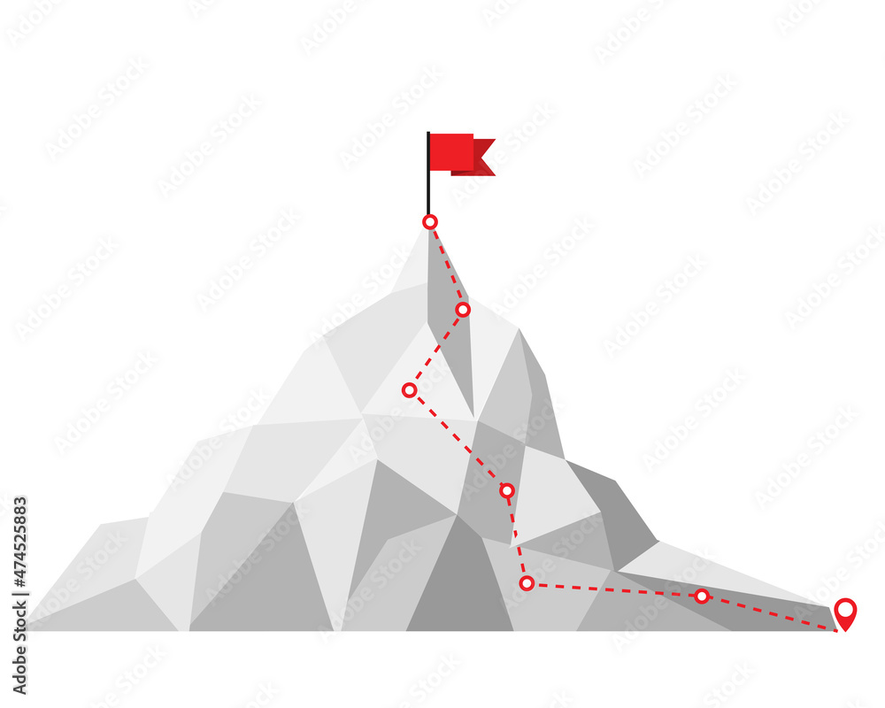 business mountain to success mission. Route to the top. climbing ...