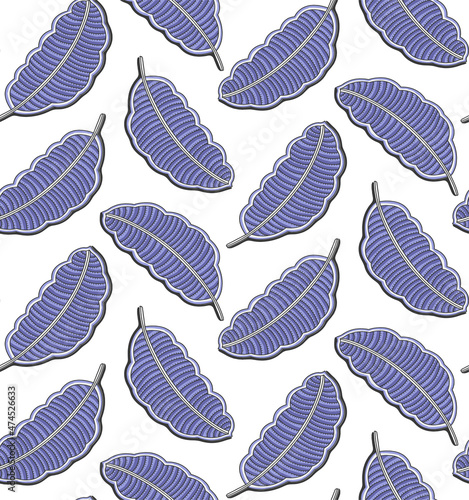 Seamless hand drawn very peri color leaves surface pattern. white background