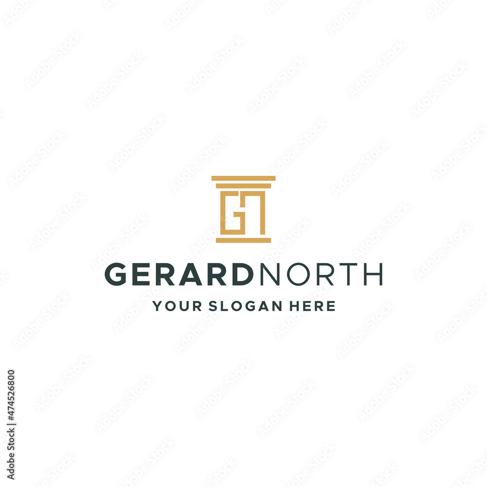 Modern flat letter mark GERADN NORTH logo design 