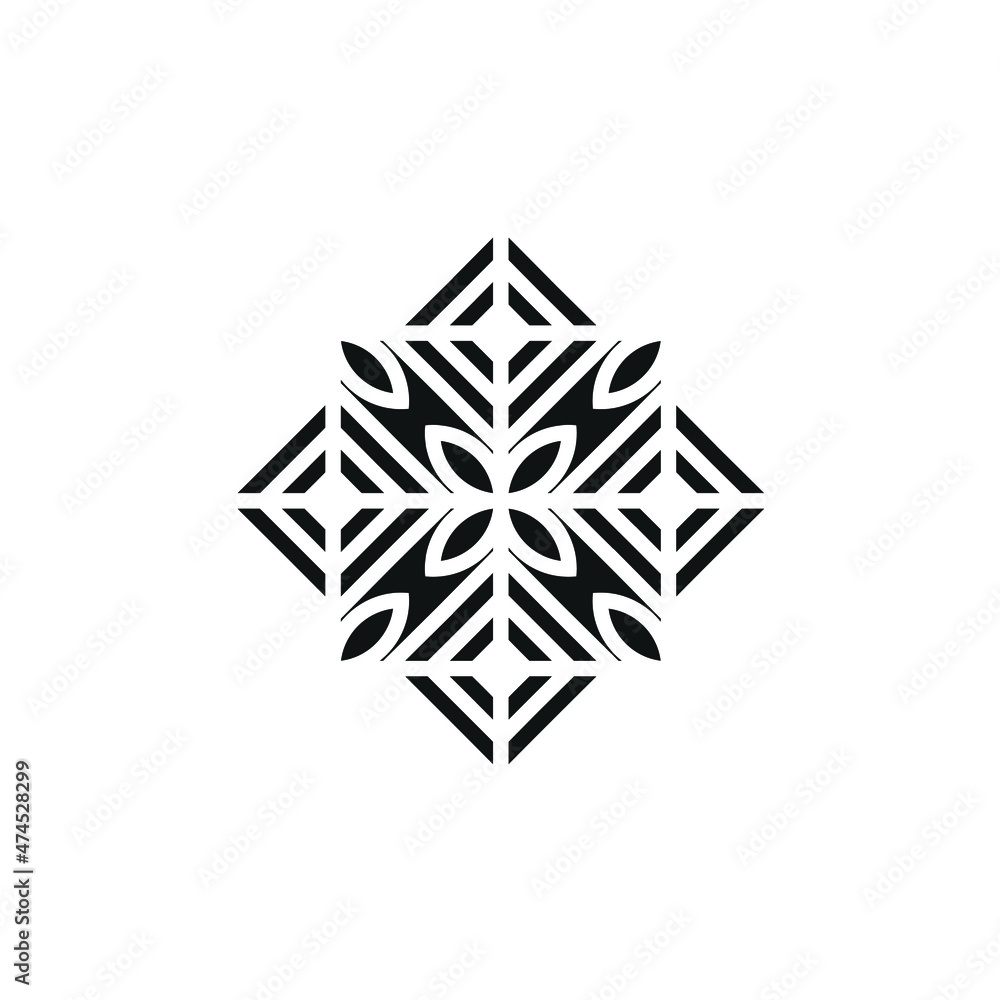 Motif Background Vector Graphic, Leaf X Square logo design