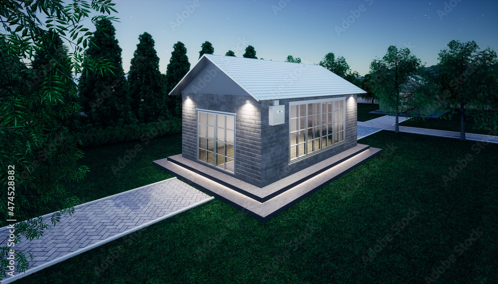 Visual Reference: 3D Rendering Of Eco House Building And Green Power Energy