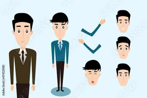 Business man cartoon character creation set.
