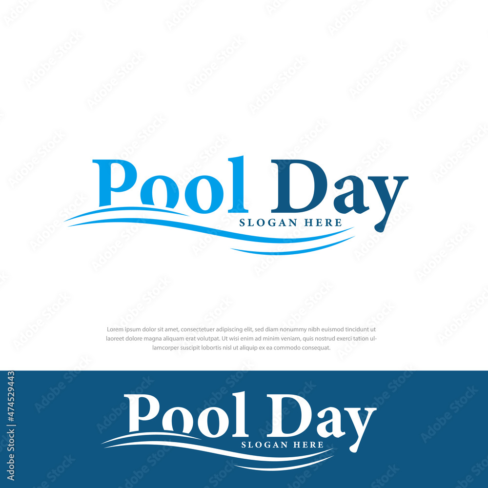Word Mark Pool Day logo illustration design template Word Mark Pool Day logo illustration design template