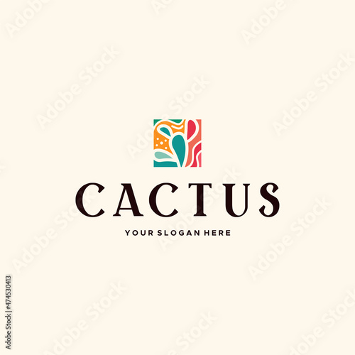Flat colorful design modern CACTUS logo design