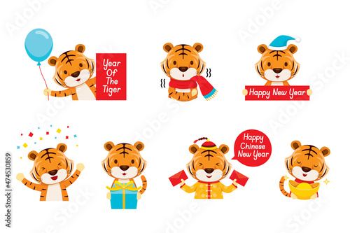 Cute Tiger In Different Postures Set, Year Of The Tiger, Happy Chinese New Year © matoommi