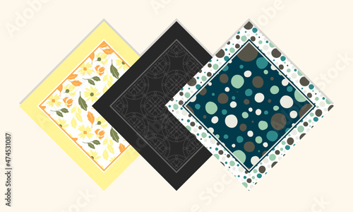 Set of square paper tissue template based on vector pattern