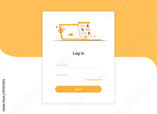 Login banner template. Landing page for website. Social media and email marketing. Buttons mockup. Log in form. Flat design