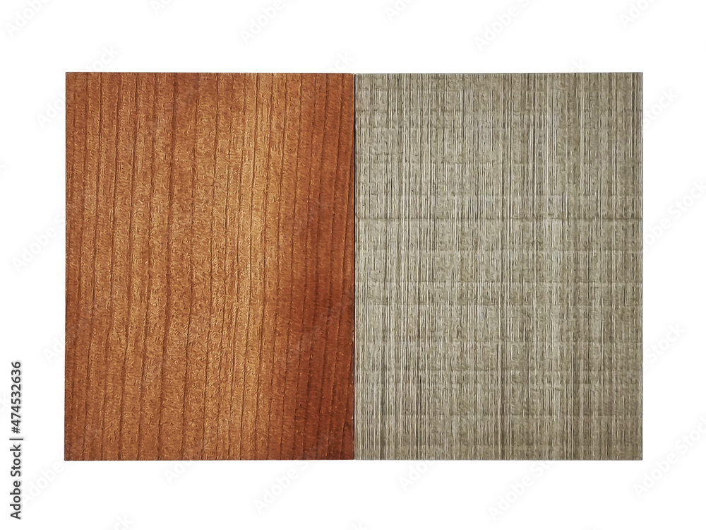 oak and ash wooden veneer samples isolated on white background with clipping path. wood laminated sample for wall or furniture finishing material. oak and ash wooden veneer samples isolated on white background with clipping path. wood laminated sample for wall or furniture finishing material.