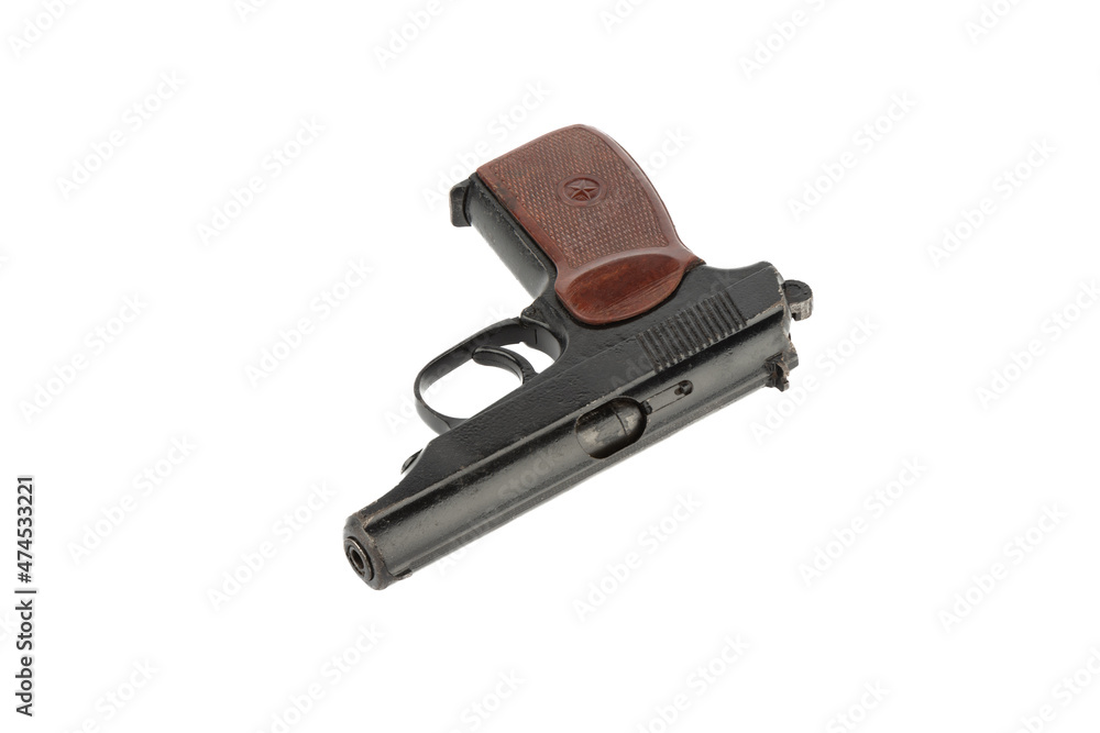 Old used Makarov pistol isolated on white background. Old used Makarov pistol isolated on white background.