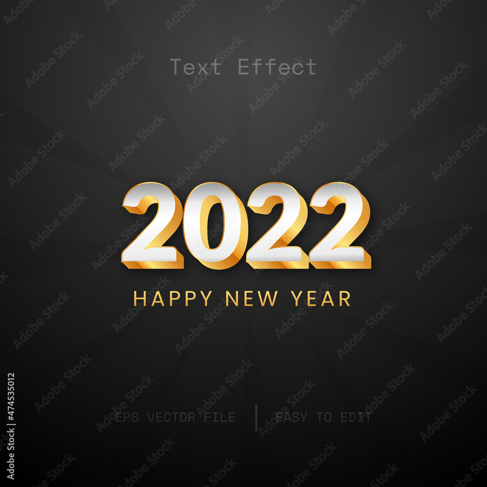 Happy new year 2022 3d text editable style effect template Happy new year 2022 3d text editable style effect template
