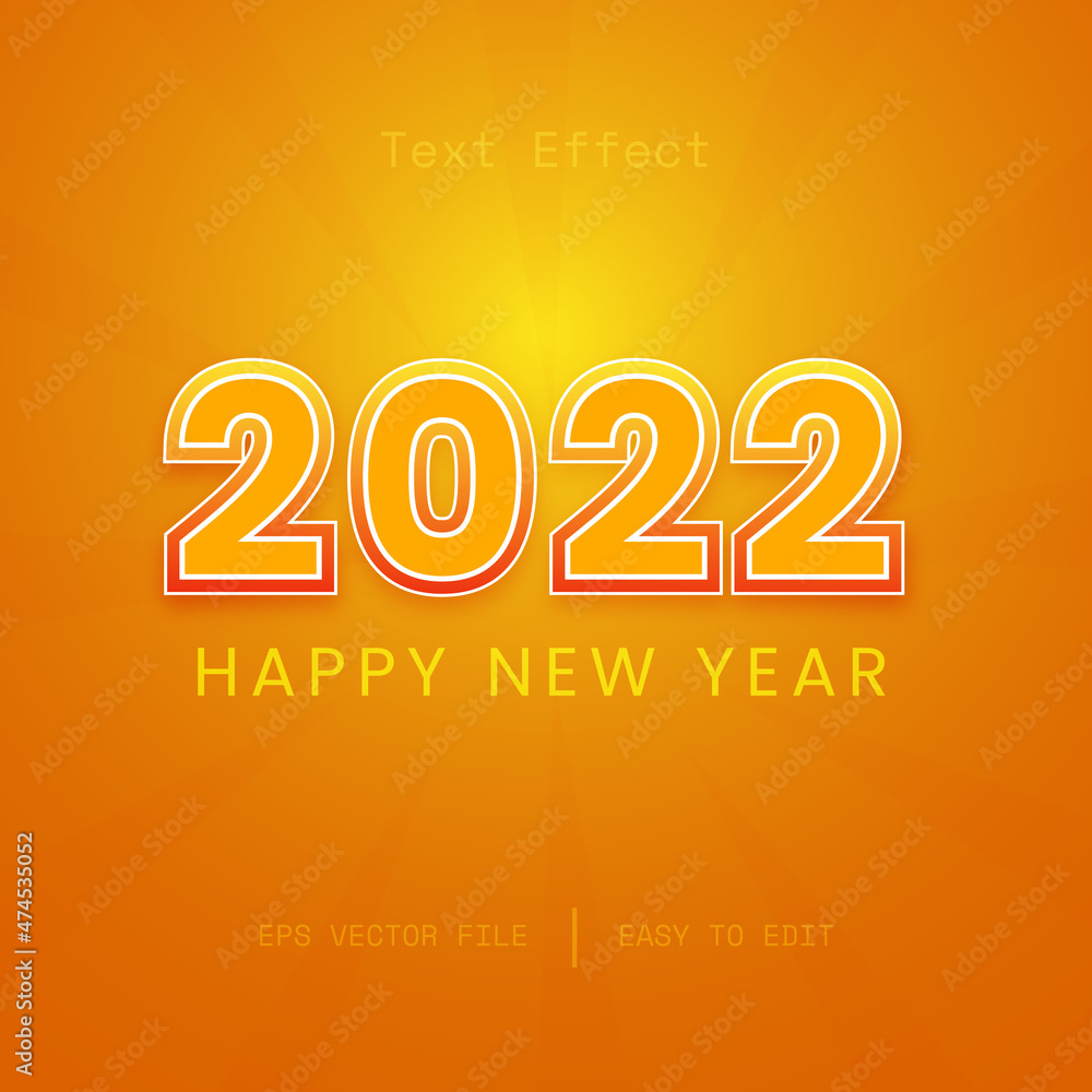 Happy new year 2022 3d text editable style effect template Happy new year 2022 3d text editable style effect template