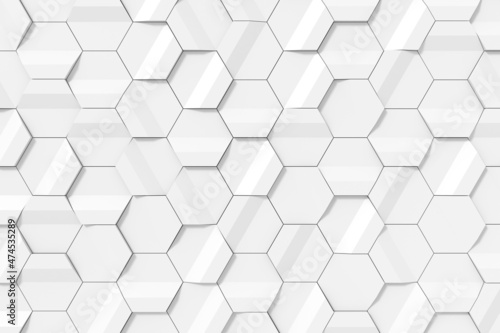 Modern wall design. Abstract background of hexgon. 3D rendering.