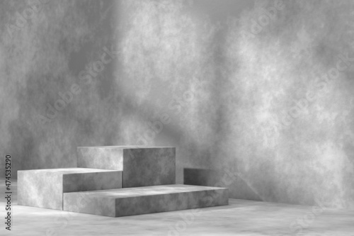 Product display design with cement texture. 3D rendering.