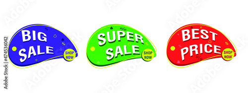 Modern dynamic mobile fluid for sale banners. Sale banner template design, social network Flash sale special offer set