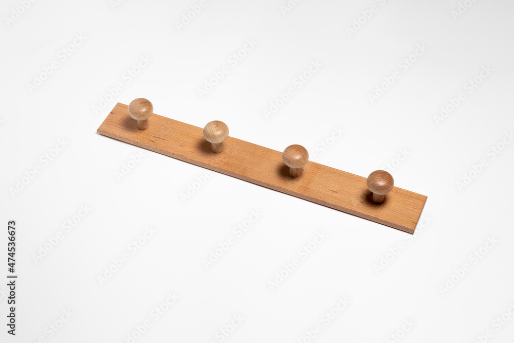 Wooden hanger isolated on white background.High resolution photo.Top view. Mock-up.